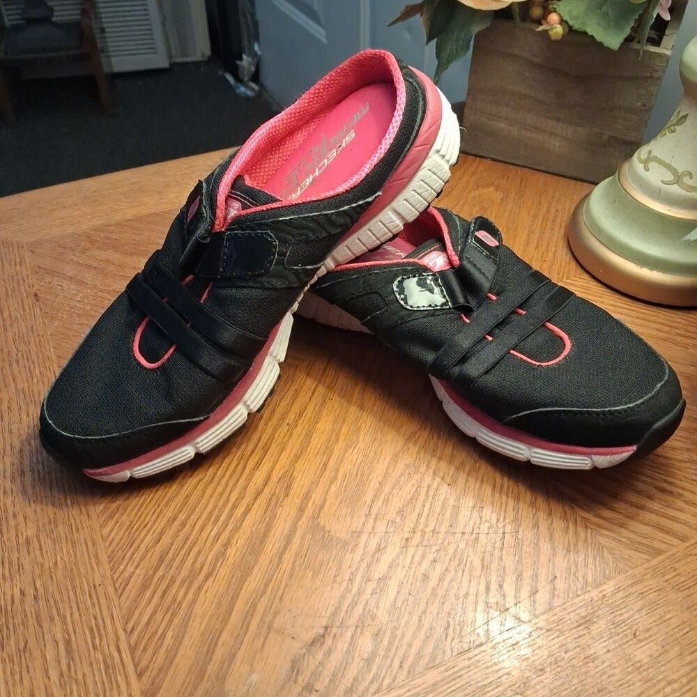 Skechers Summits Swift Step black-pink slip-on  womens 7 Great Condition 11695